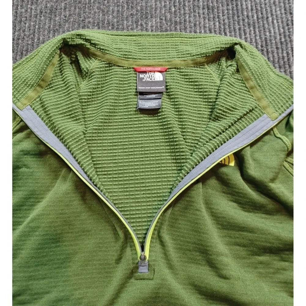 North Face Pullover Mens Large Long Sleeve 1/4 Zip Casual‎ Lightweight Green